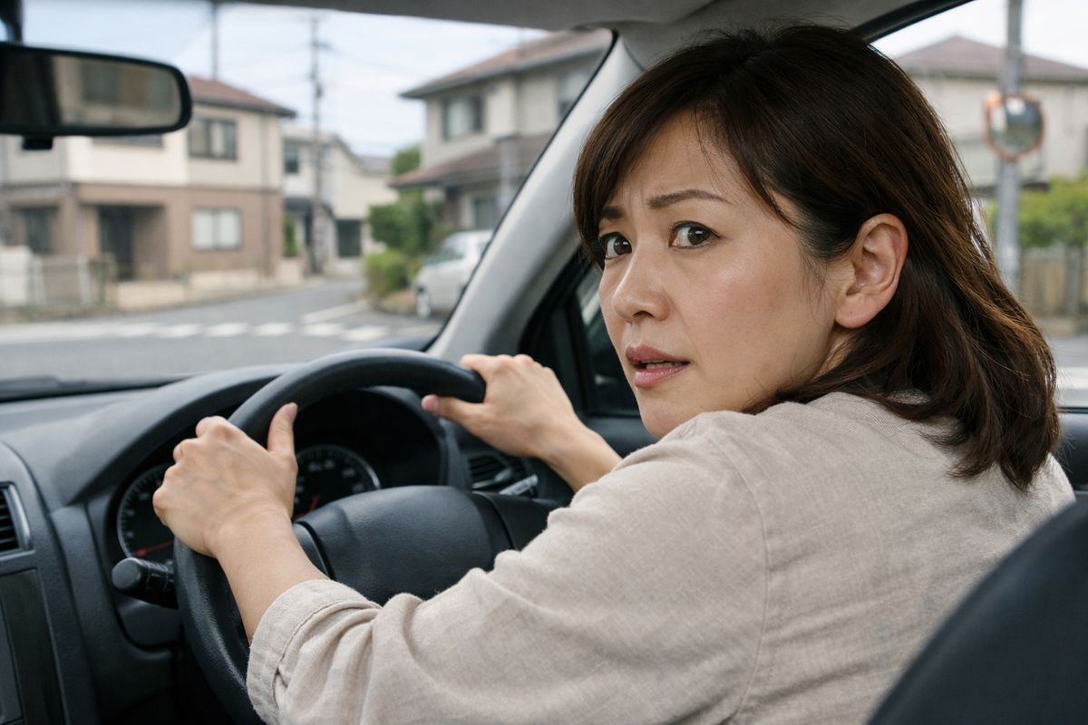 曲がる直前になって慌ててハンドル操作に入ってしまい余裕を失っている様子