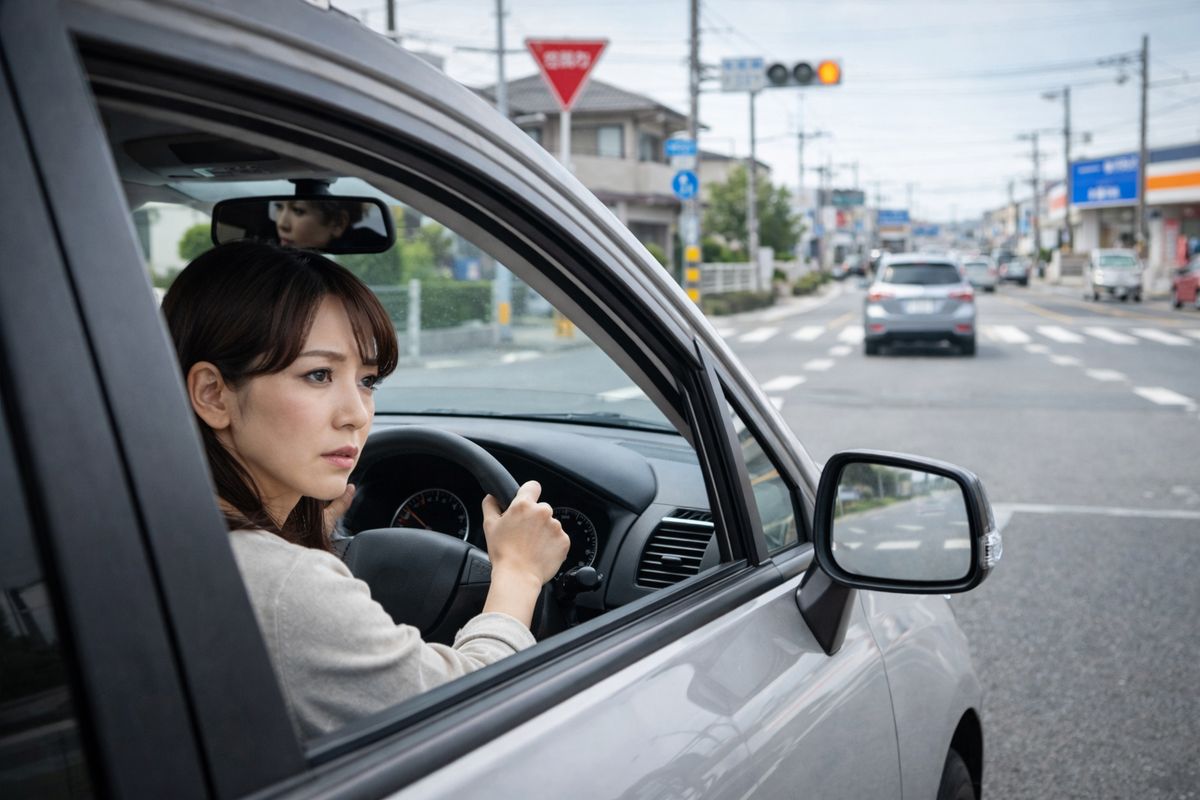 確認することが多くて何を優先すればよいか分からず不安になっているペーパードライバーの様子